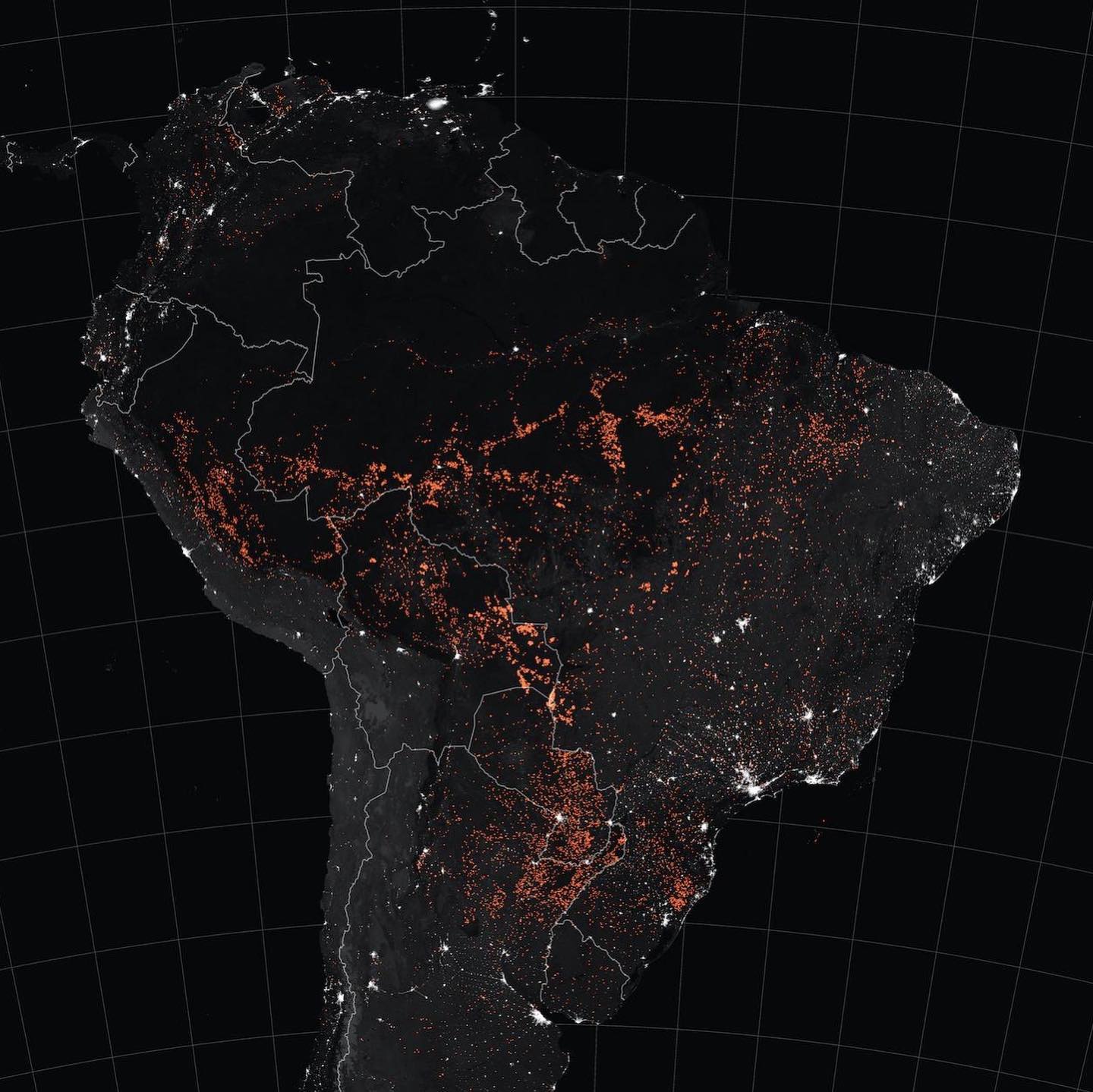 mapa de incendios que devastam um quarto do territoriao brasileiro
